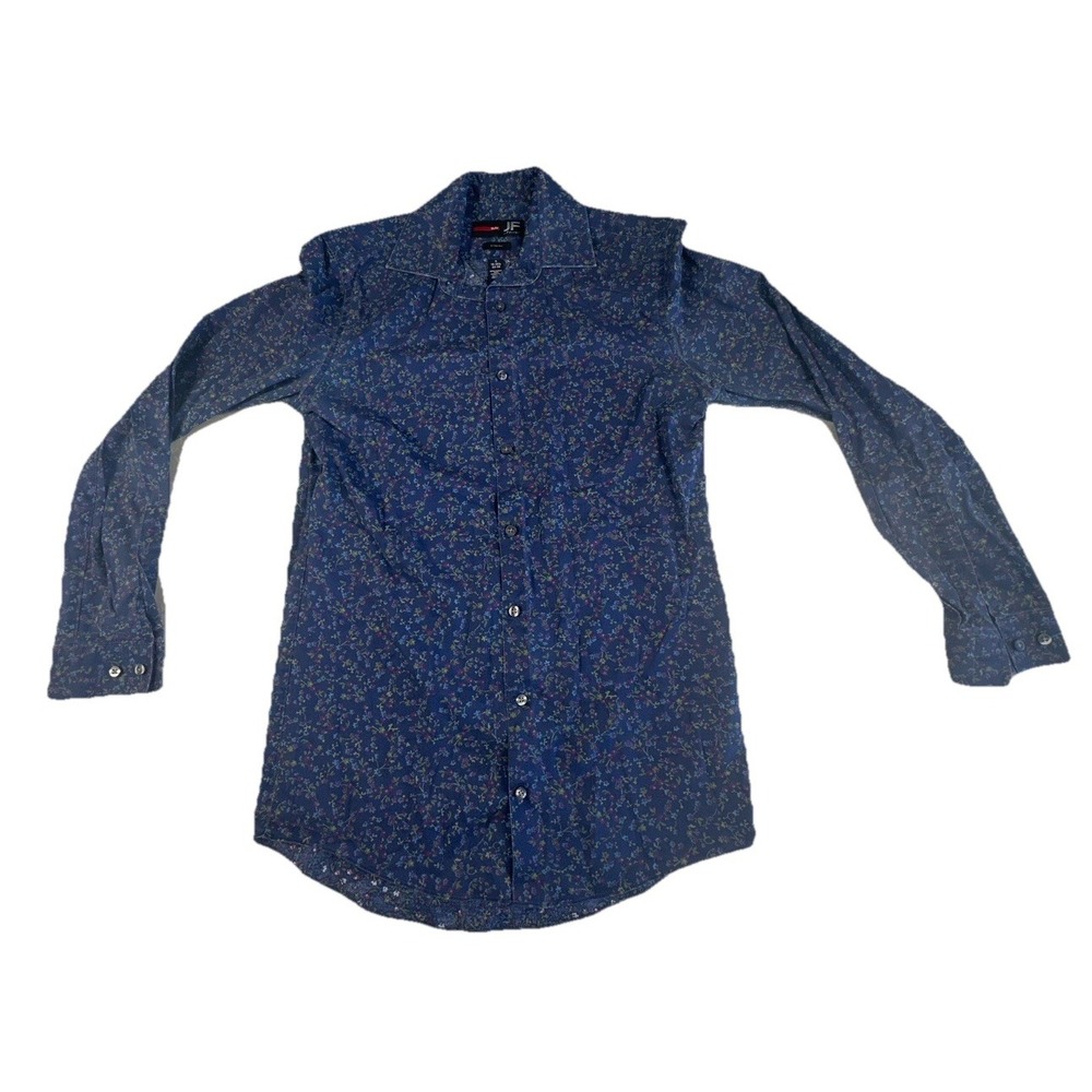 J Ferrar Men's Slim Fit Stretch Size Small Floral Long Sleeve Dress Shirt‎